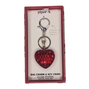 NWT ⚜️♥️⚜️ Piper K Gorgeous Red Heart Bag Charm Keychain